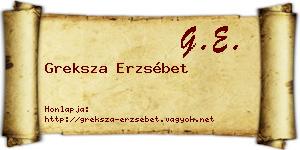 Greksza Erzsébet névjegykártya